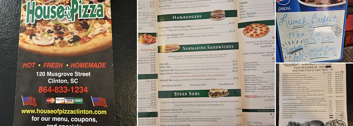 House of Pizza Menu