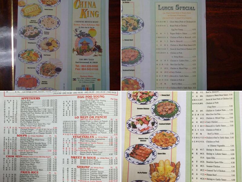 China King Menu