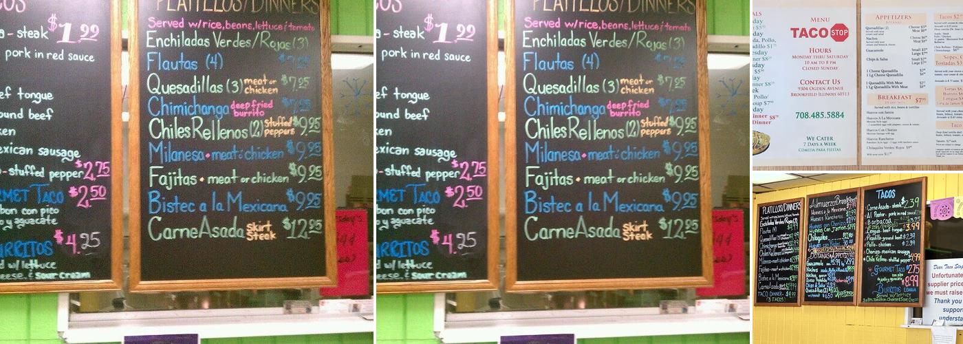 Taco Stop Menu