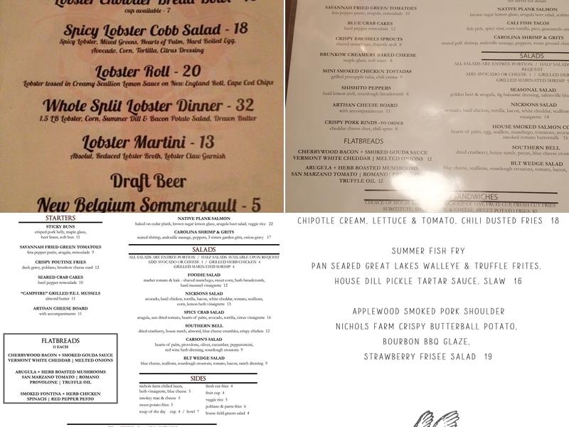 Nicksons Eatery Menu