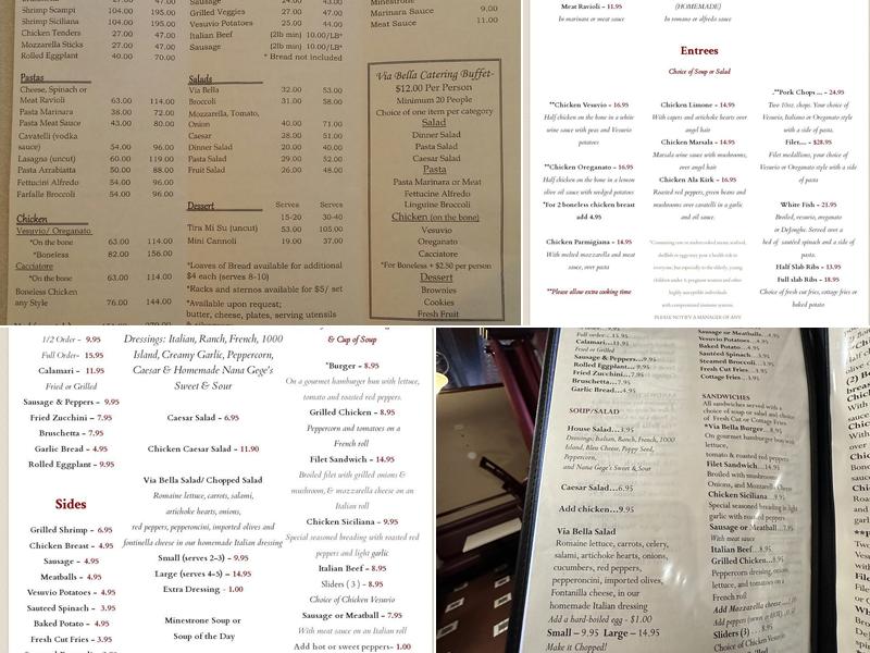 Via Bella Restaurant Menu