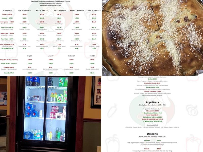 Sam's Pizza Menu
