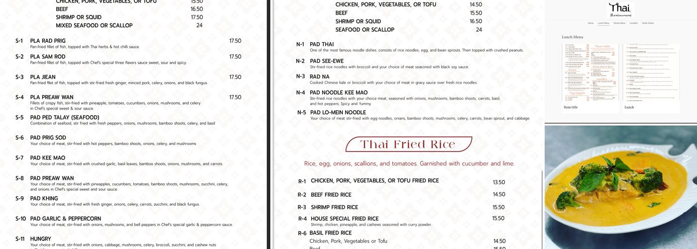 Thai Restaurant Menu