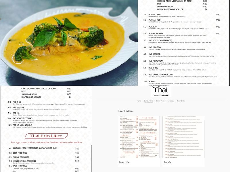 Thai Restaurant Menu