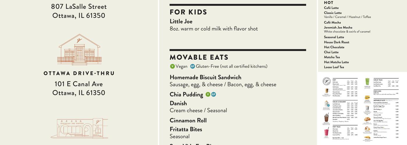 Jeremiah Joe Coffee - Downtown Ottawa Menu