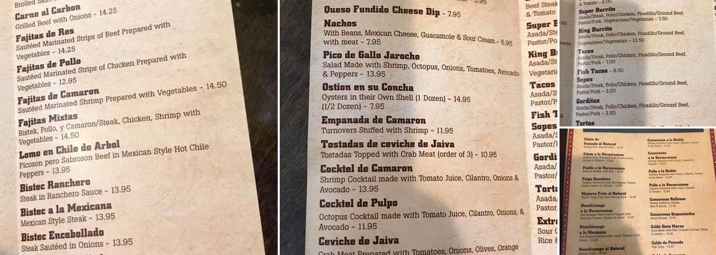 Mariachis - Menu