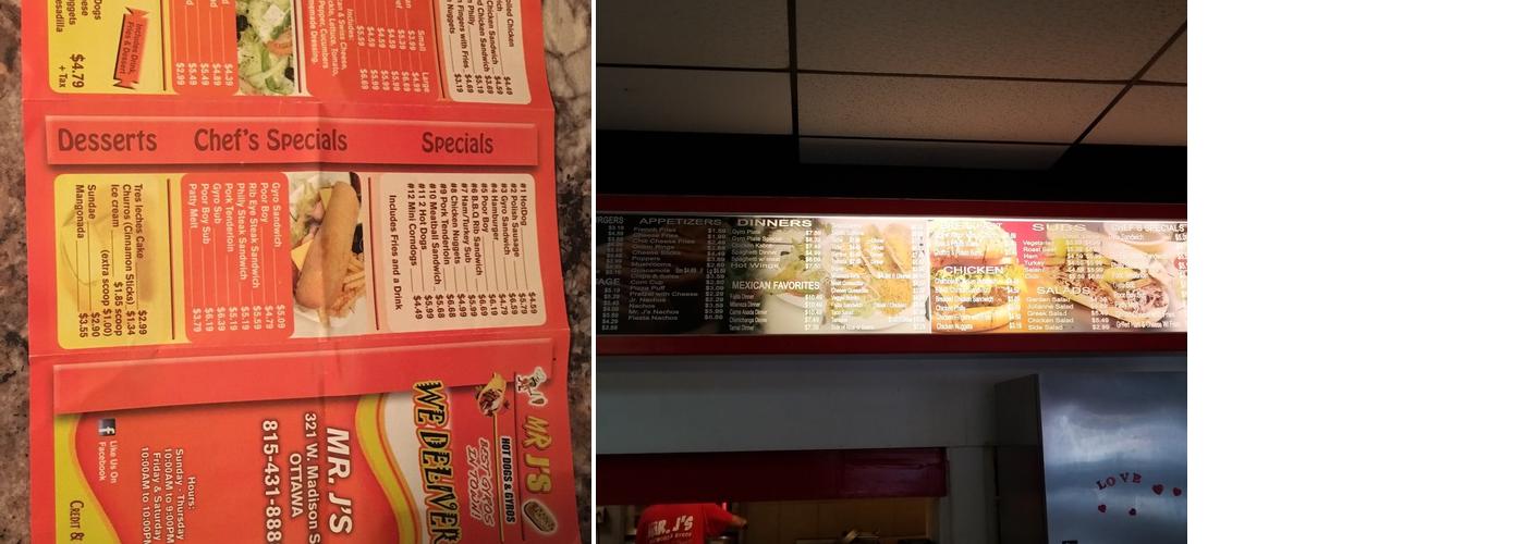 Mr. J's Hot Dogs & Gyros Menu