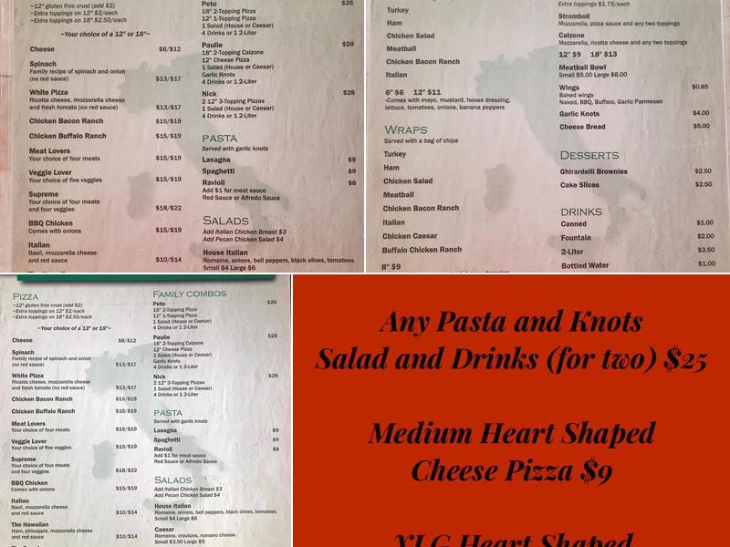 Cucinella's Brick Oven Pizzeria Menu