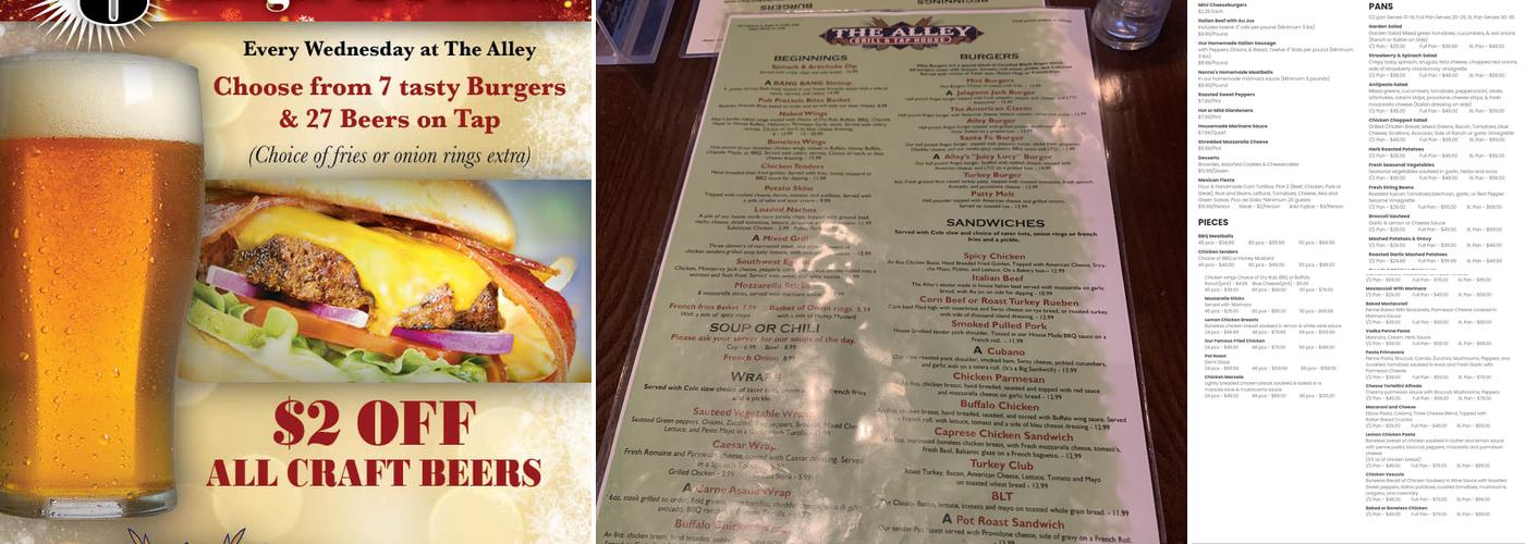 Alley Grill & Tap House Menu