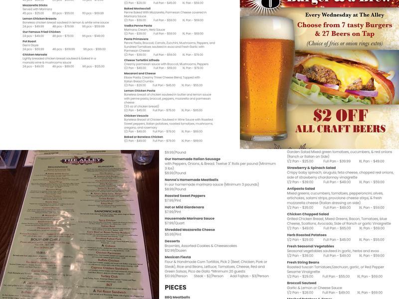 Alley Grill & Tap House Menu