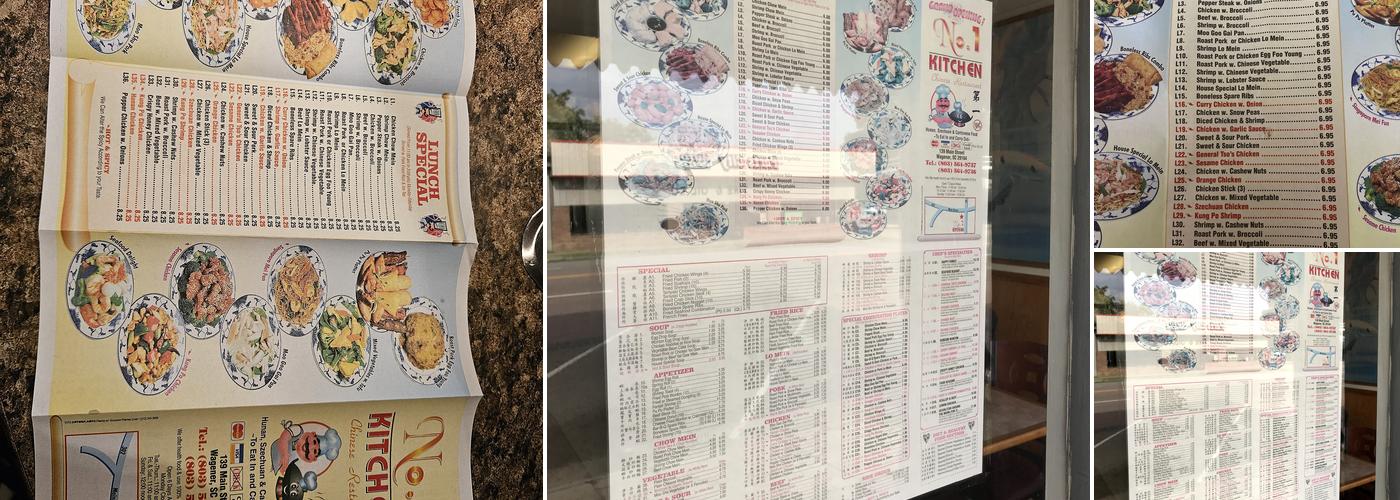 Number One Kitchen Menu