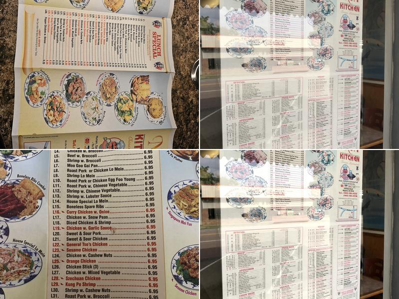Number One Kitchen Menu