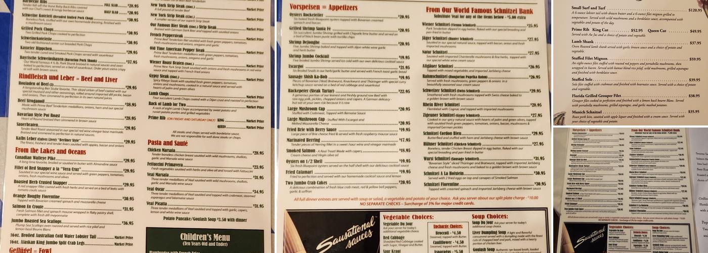 Chef Klaus' Bier Stube Menu