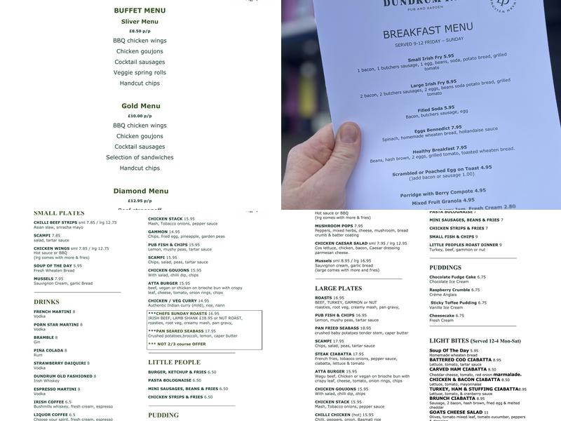 Dundrum Inn Menu