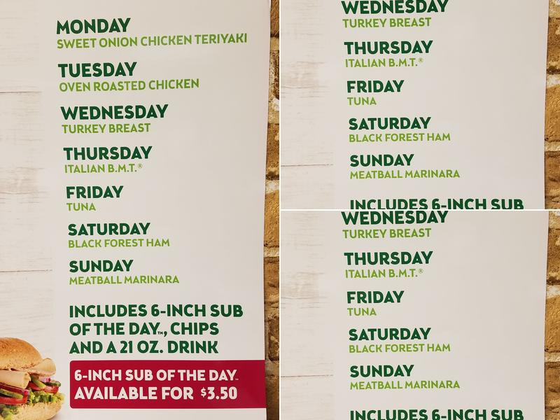 Subway Menu