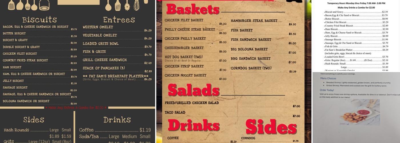 Fat Sam's Menu