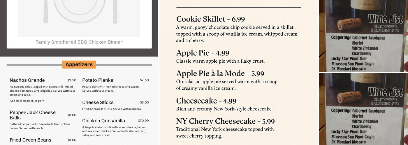 Stadium Grill Menu