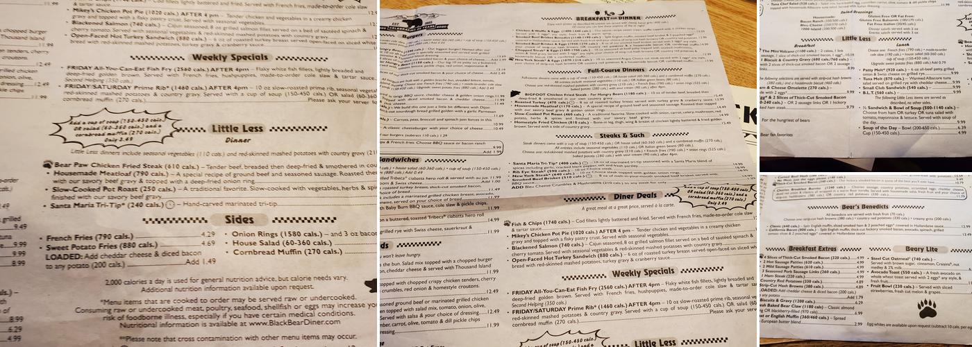 Carmike Inc/ Black Bear Diner Menu