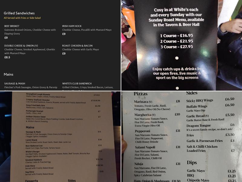 Whites Tavern Menu