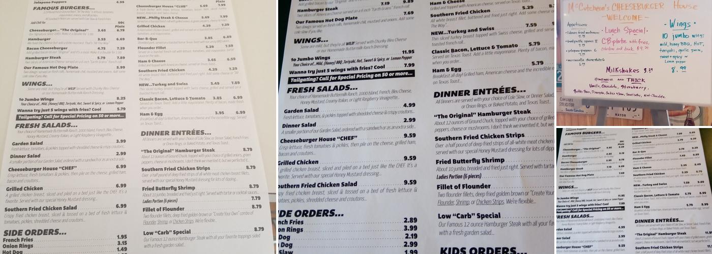 Cheeseburger House Menu