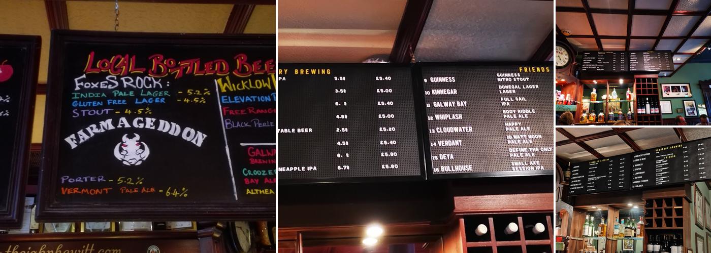 The John Hewitt Menu