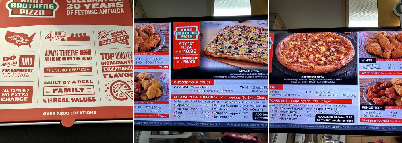 Hunt Brothers Pizza Menu