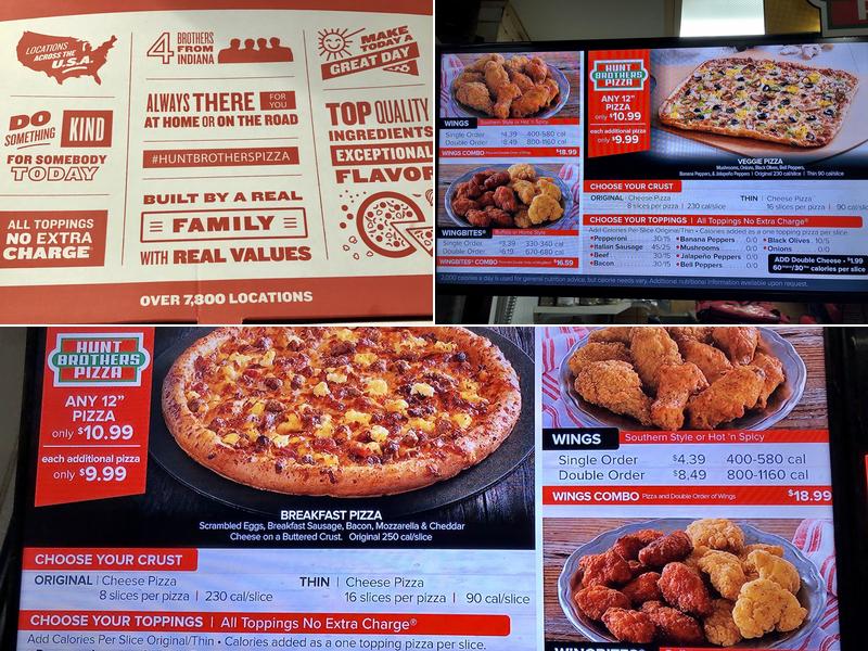 Hunt Brothers Pizza Menu