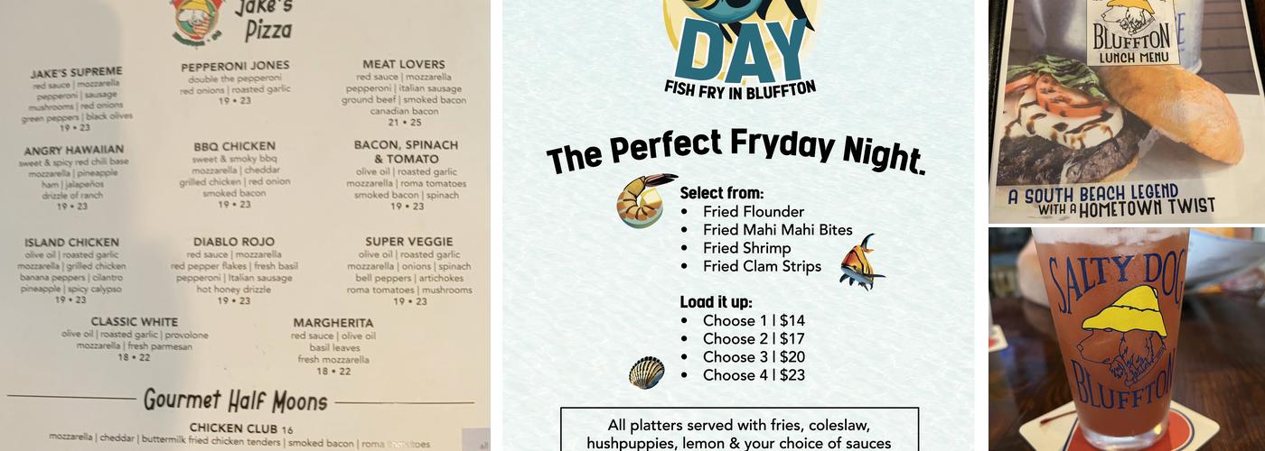 Salty Dog Bluffton Restaurant and Pizza Menu
