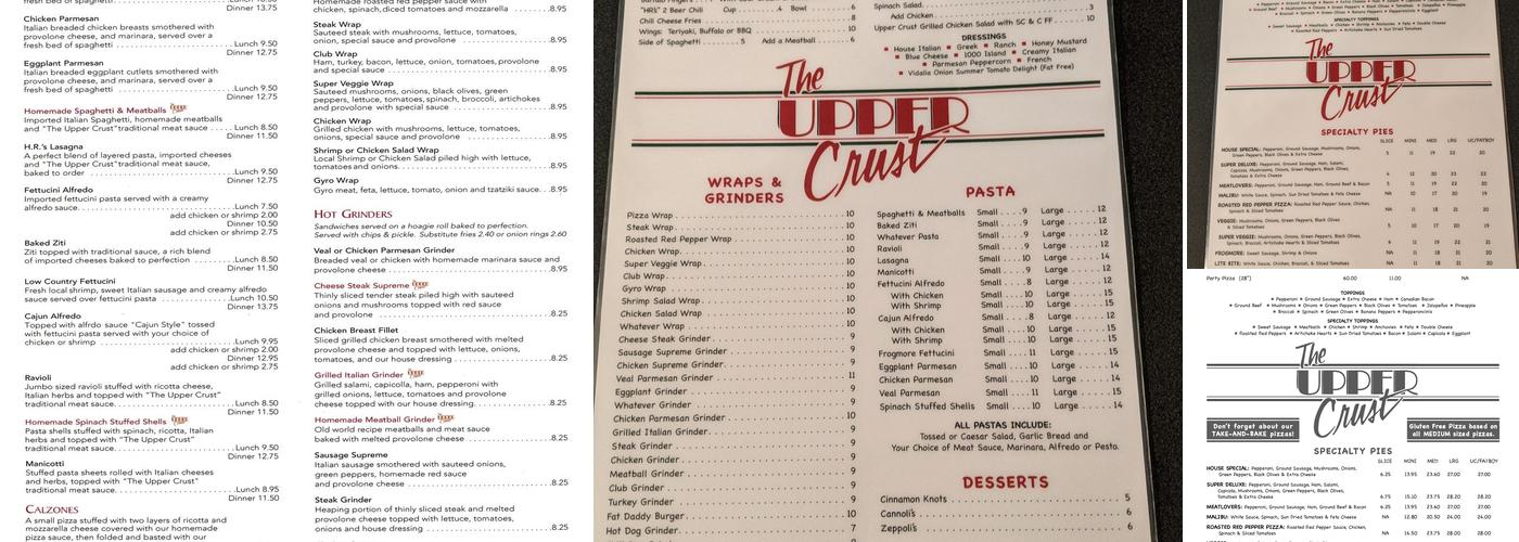 The Upper Crust Menu