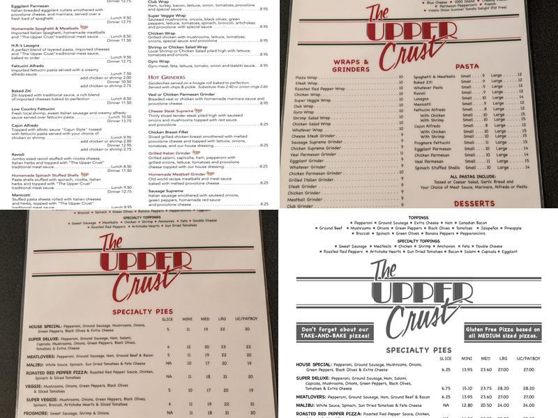 The Upper Crust Menu