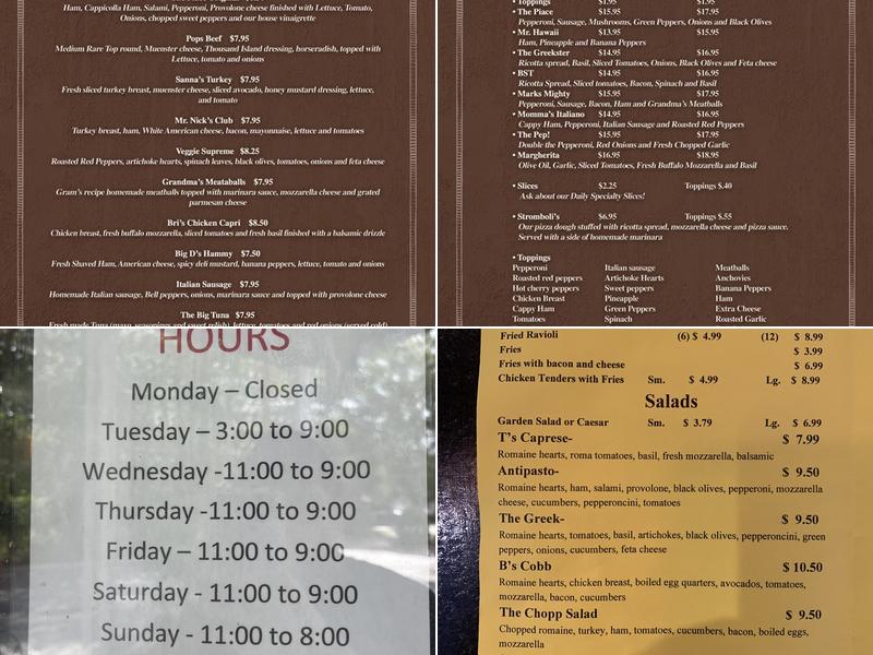 Piace Pizza Menu