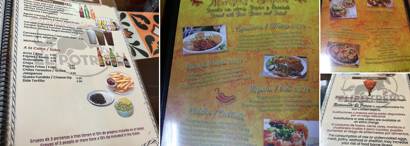 Taqueria El Potrero Menu