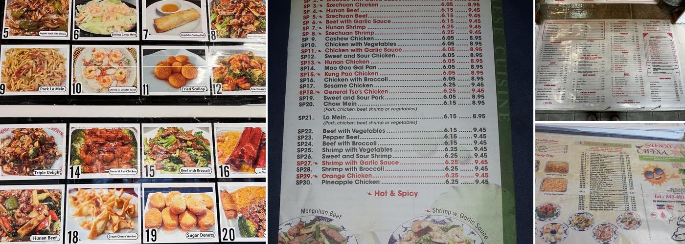 Sunny China Menu