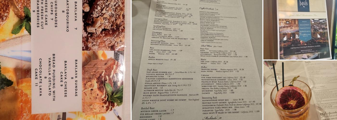 Basil's Greek Dining Menu