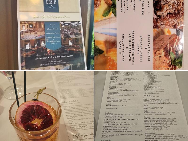 Basil's Greek Dining Menu