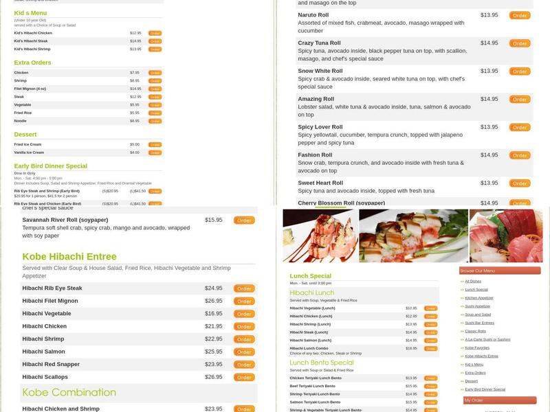 Kobe Japanese Steakhouse & Sushi Bar - Bluffton Menu