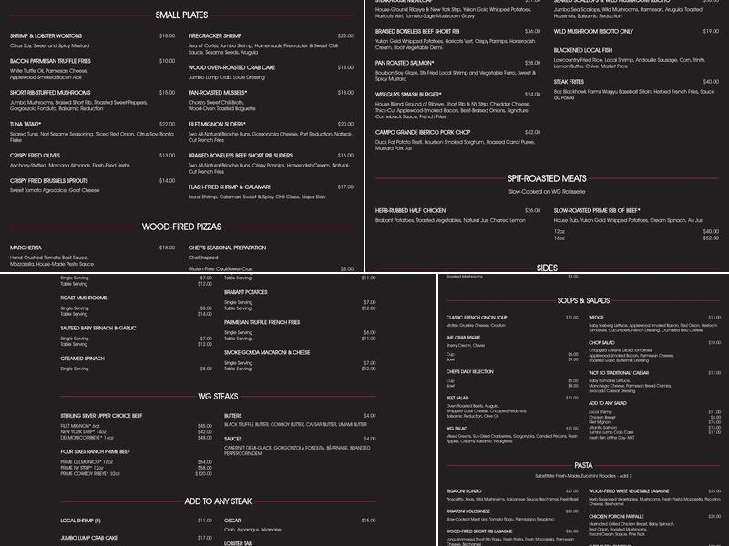 WiseGuys Menu