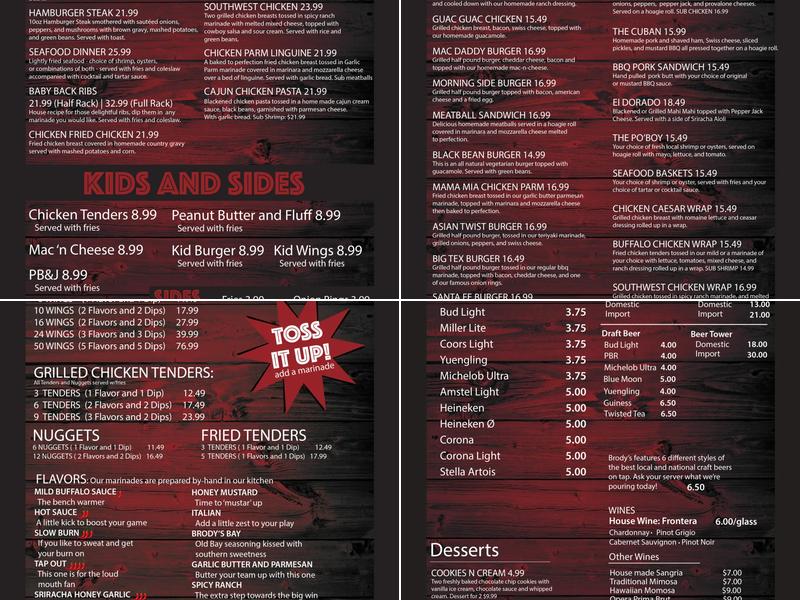 Brody's Bar & Grill Menu