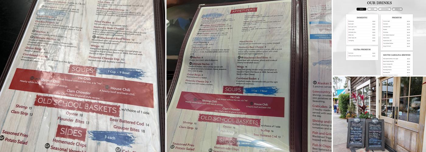 Captain Woody's Seafood Bar Menu