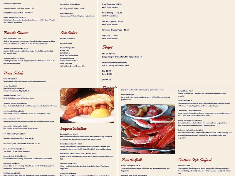 Ladys Island Dockside Menu