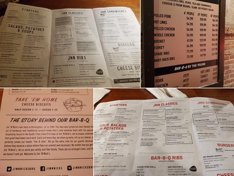 Jim 'N Nick's Bar-B-Q Menu