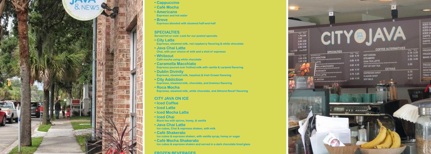City Java & News - Downtown Menu