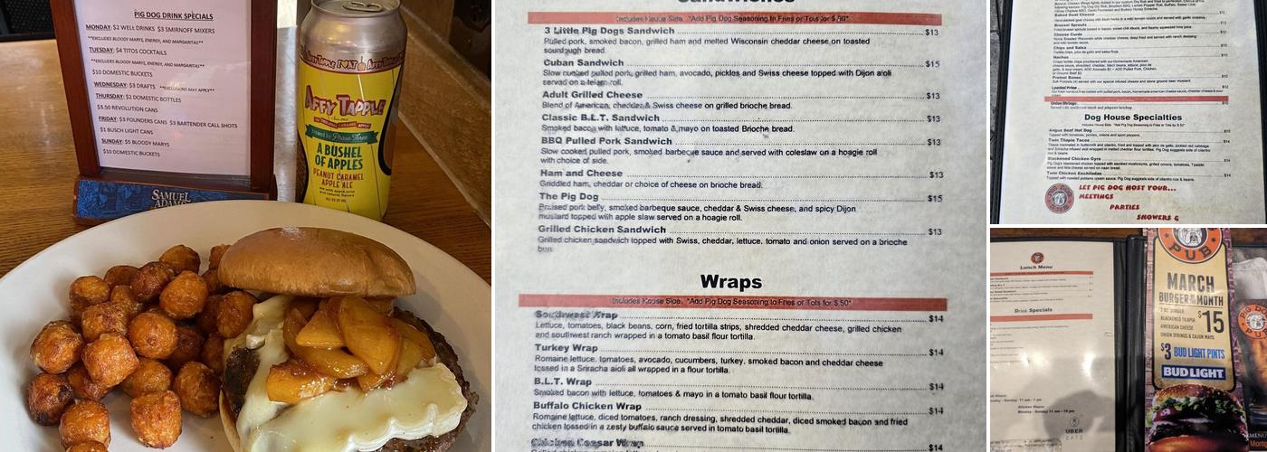 Pig Dog Pub Menu