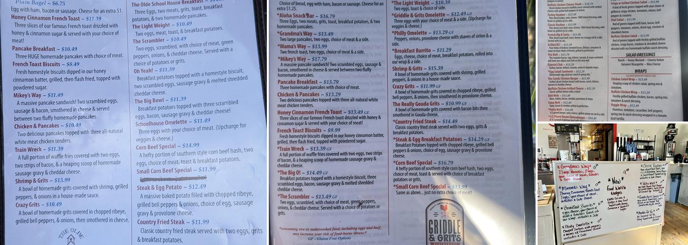 The Olde Schoolhouse Menu
