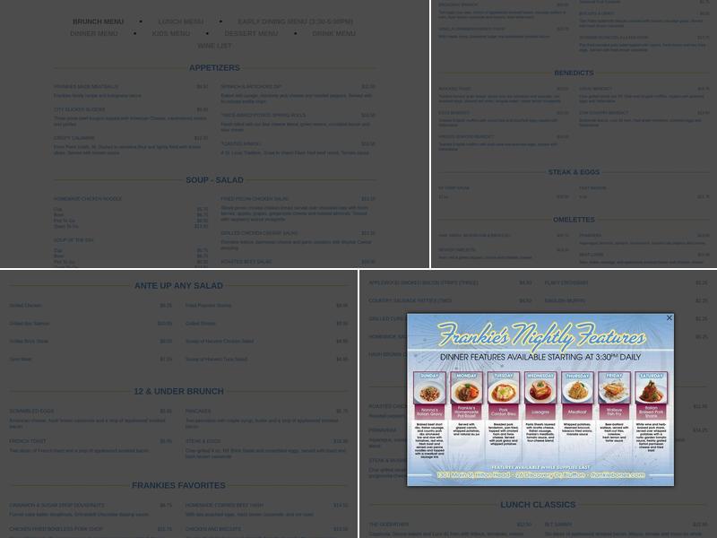 Frankie Bones Menu