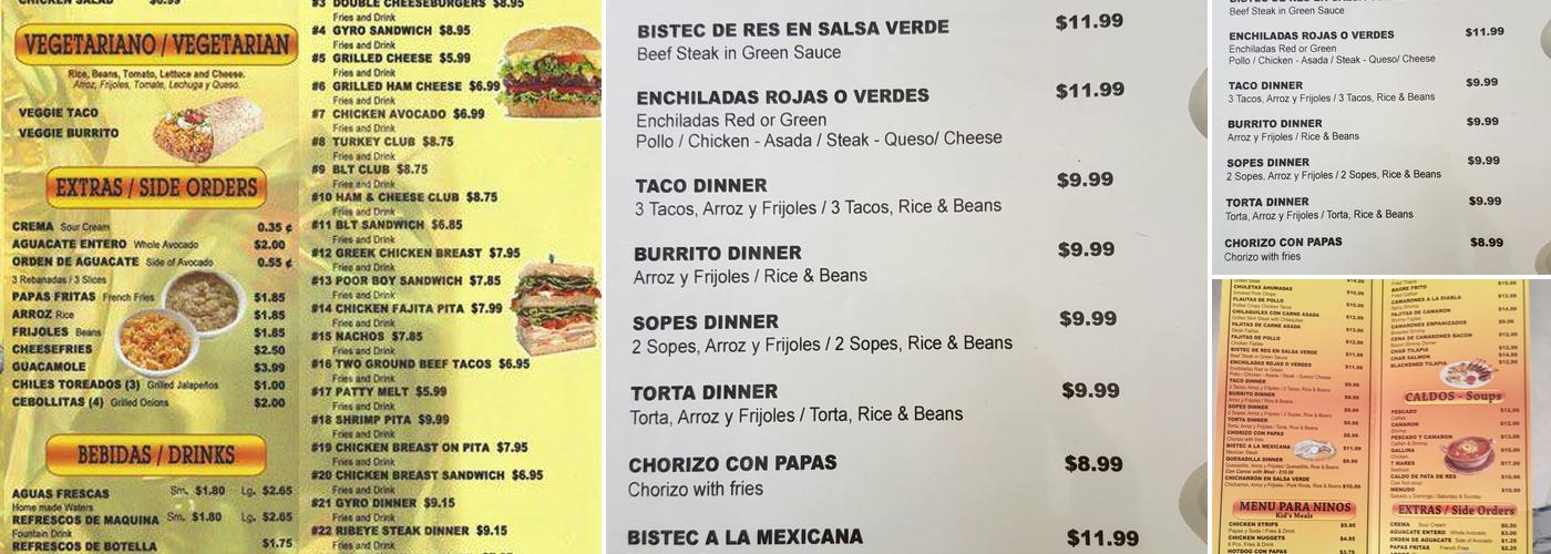 Taqueria El Toreo Menu