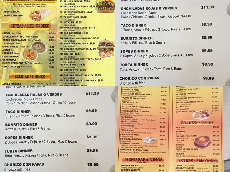 Taqueria El Toreo Menu