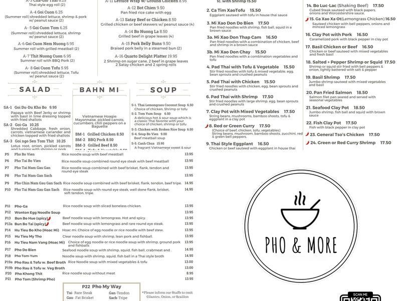 Pho & More Menu