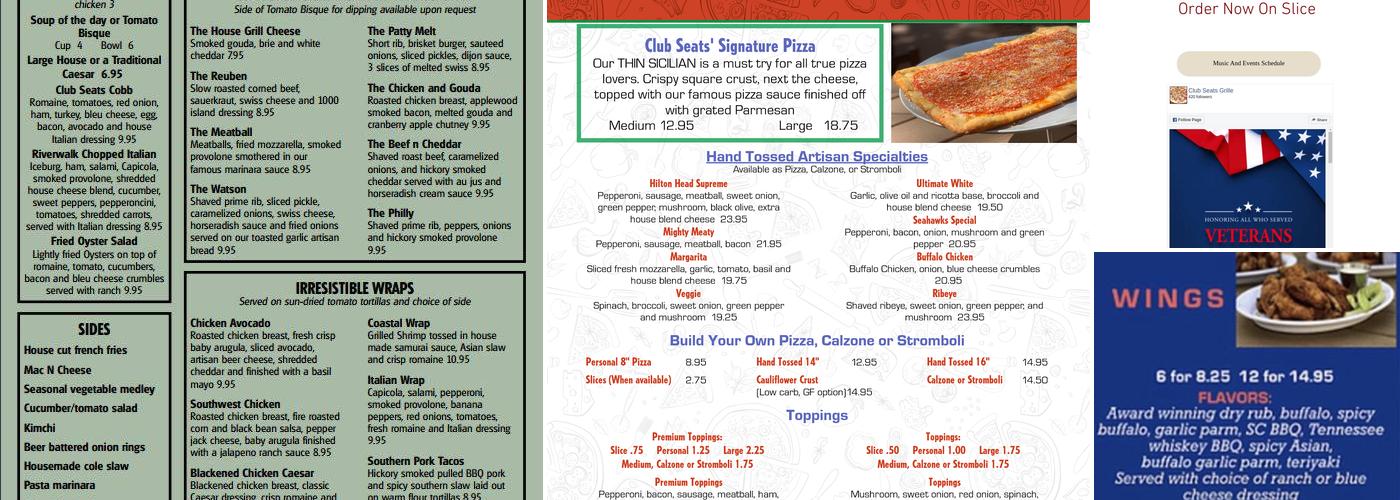 Club Seats Grille Menu