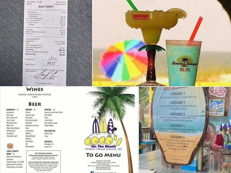 Coco's on the Beach Menu